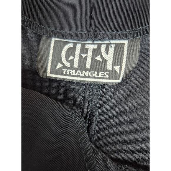 Vtg 80s City Triangles Little Black Dress Silver Mesh Straps S Whimsey goth S/M - Picture 4 of 5